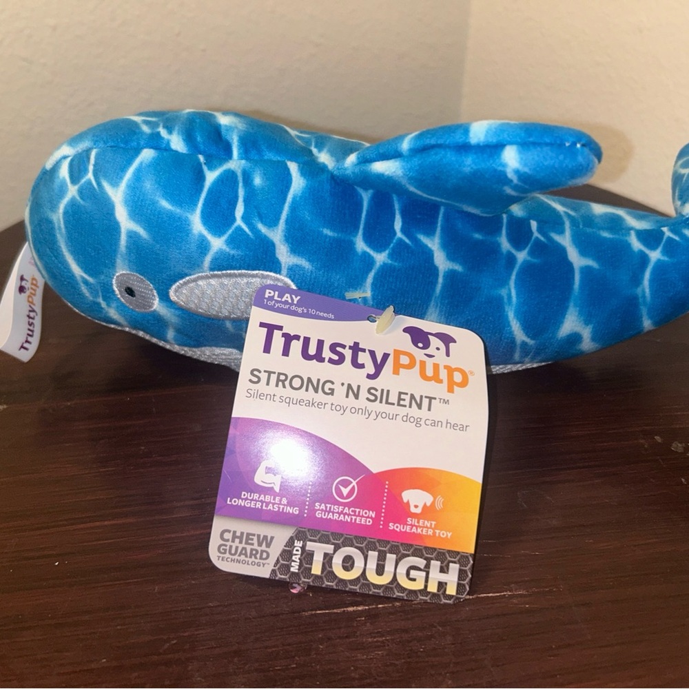 TrustyPup Blue Whale Silent Squeaker Toy